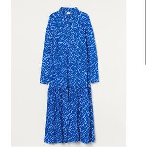 H&M Blue Polka Dot collared Midi/Maxi Dress (never worn)
